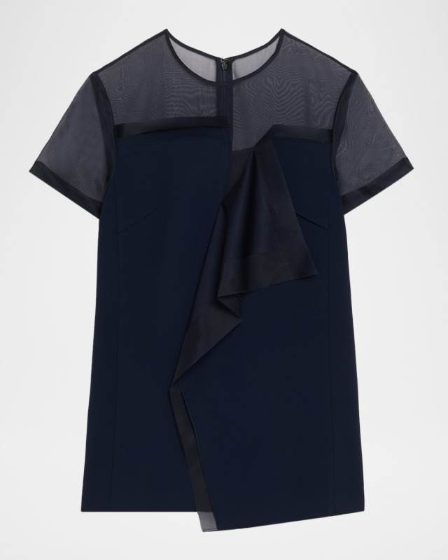 Asymmetrical Drape Crepe Back Satin Top